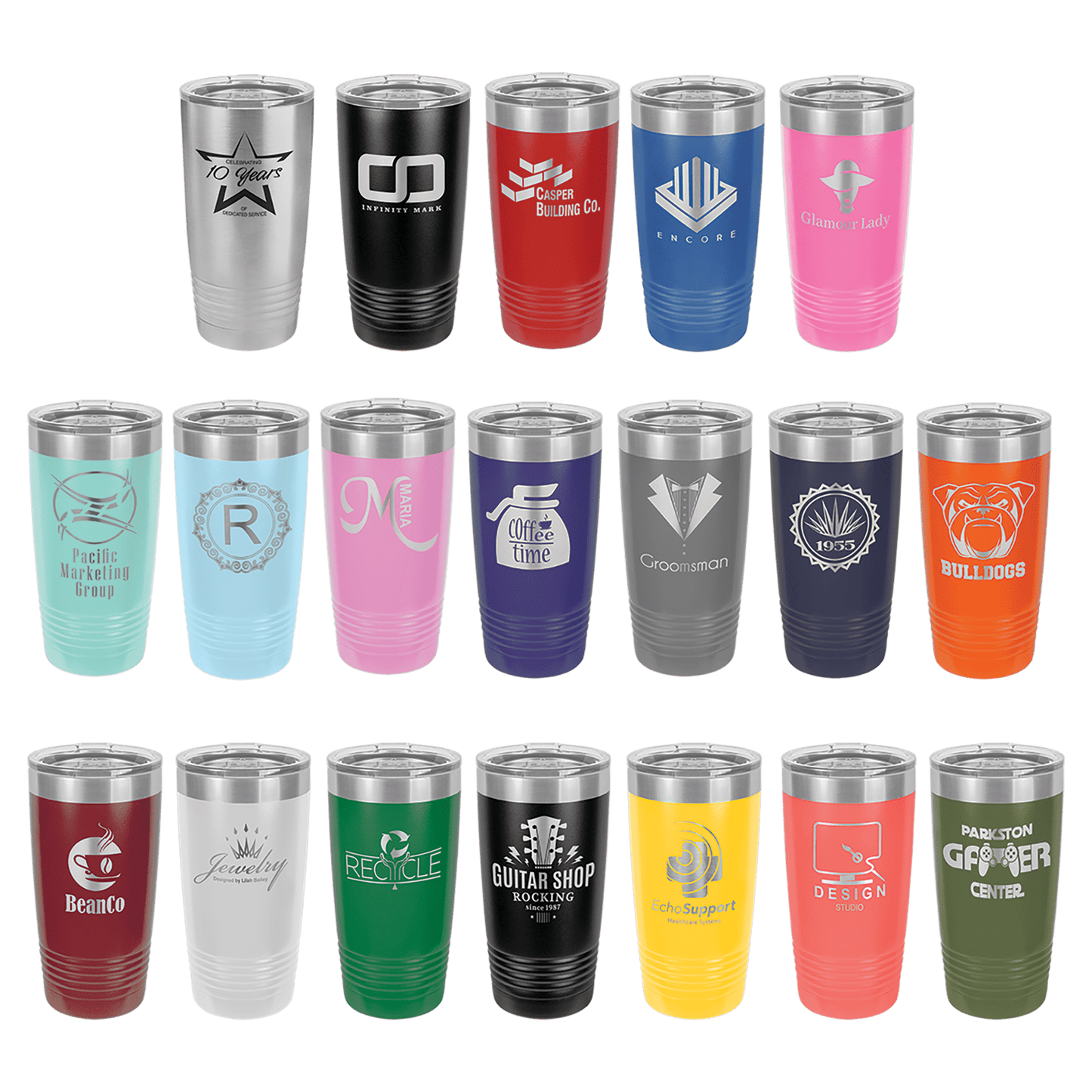 Custom Engraved 20 oz Tumblers | Personalized Logo Drinkware