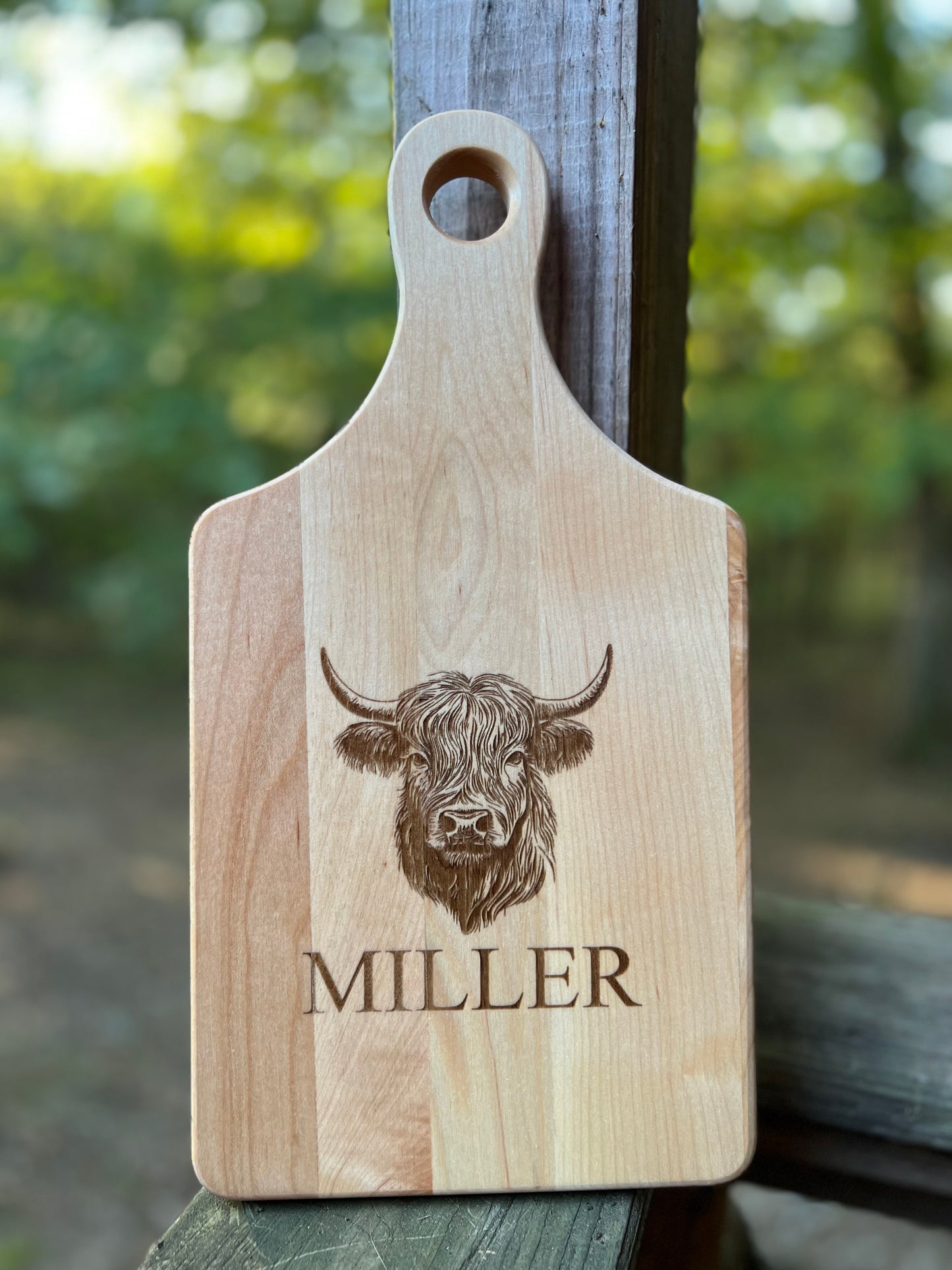 Personalized Maple cutting board with handle