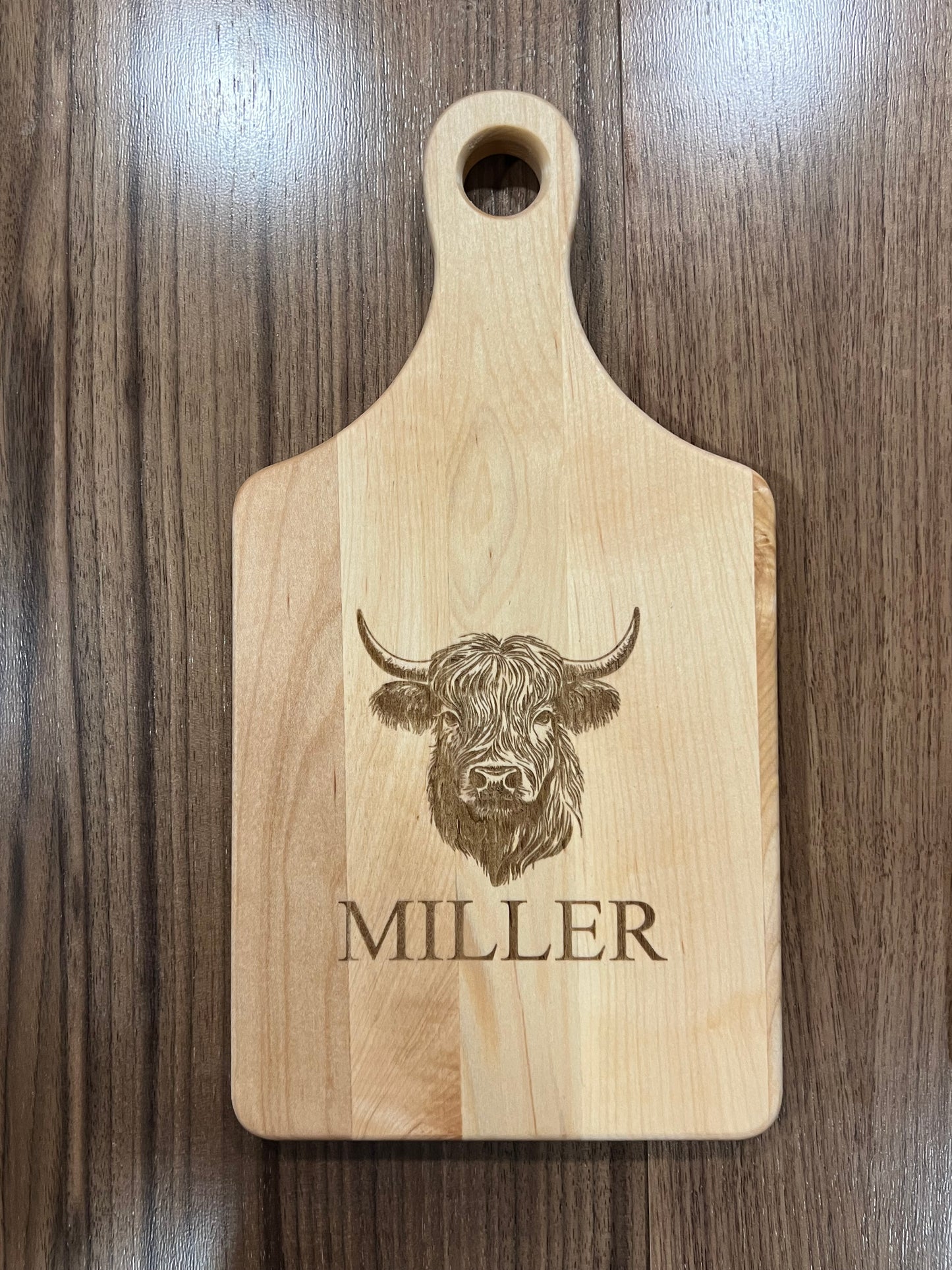 Personalized Maple cutting board with handle