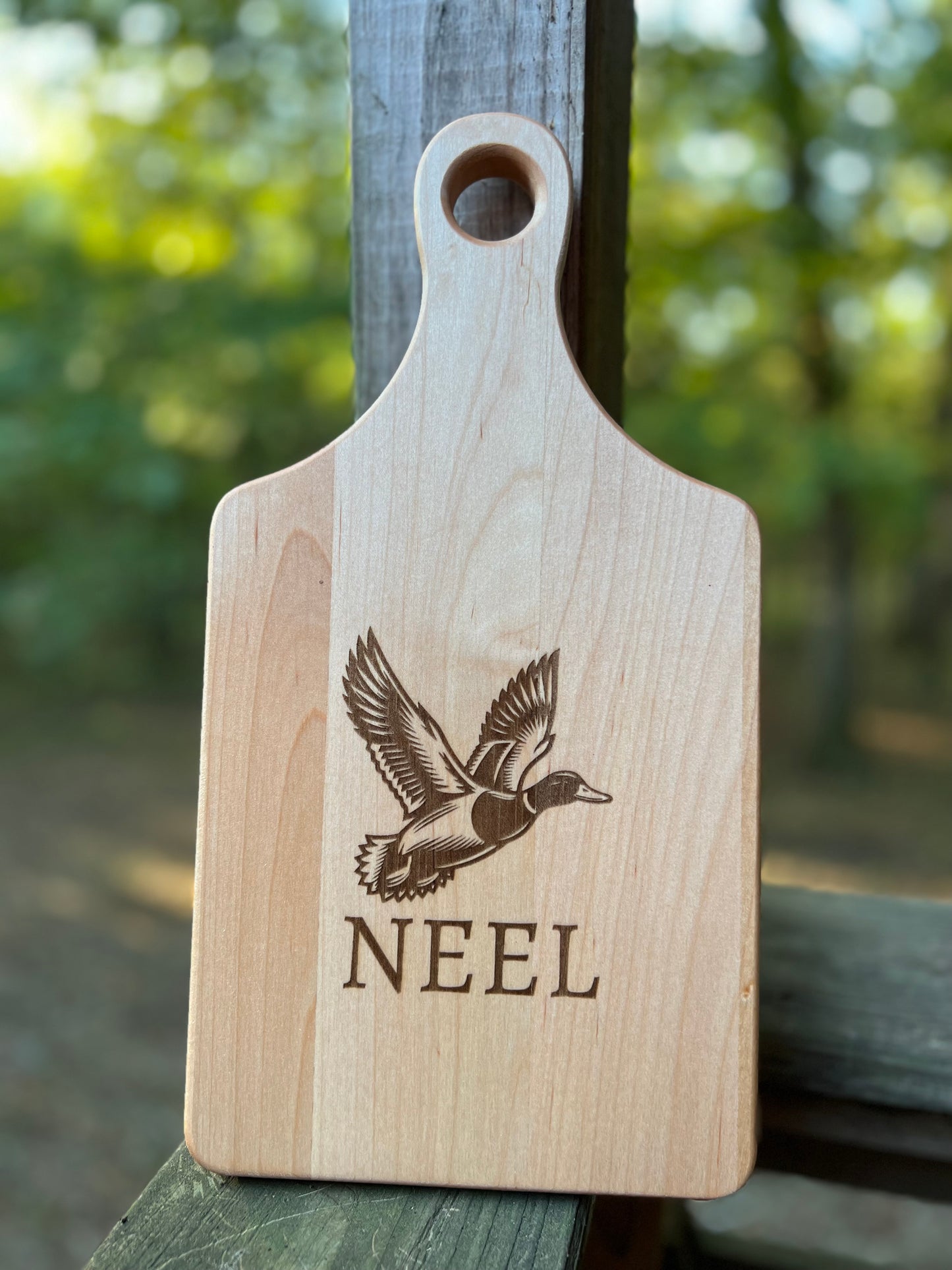 Personalized Maple cutting board with handle