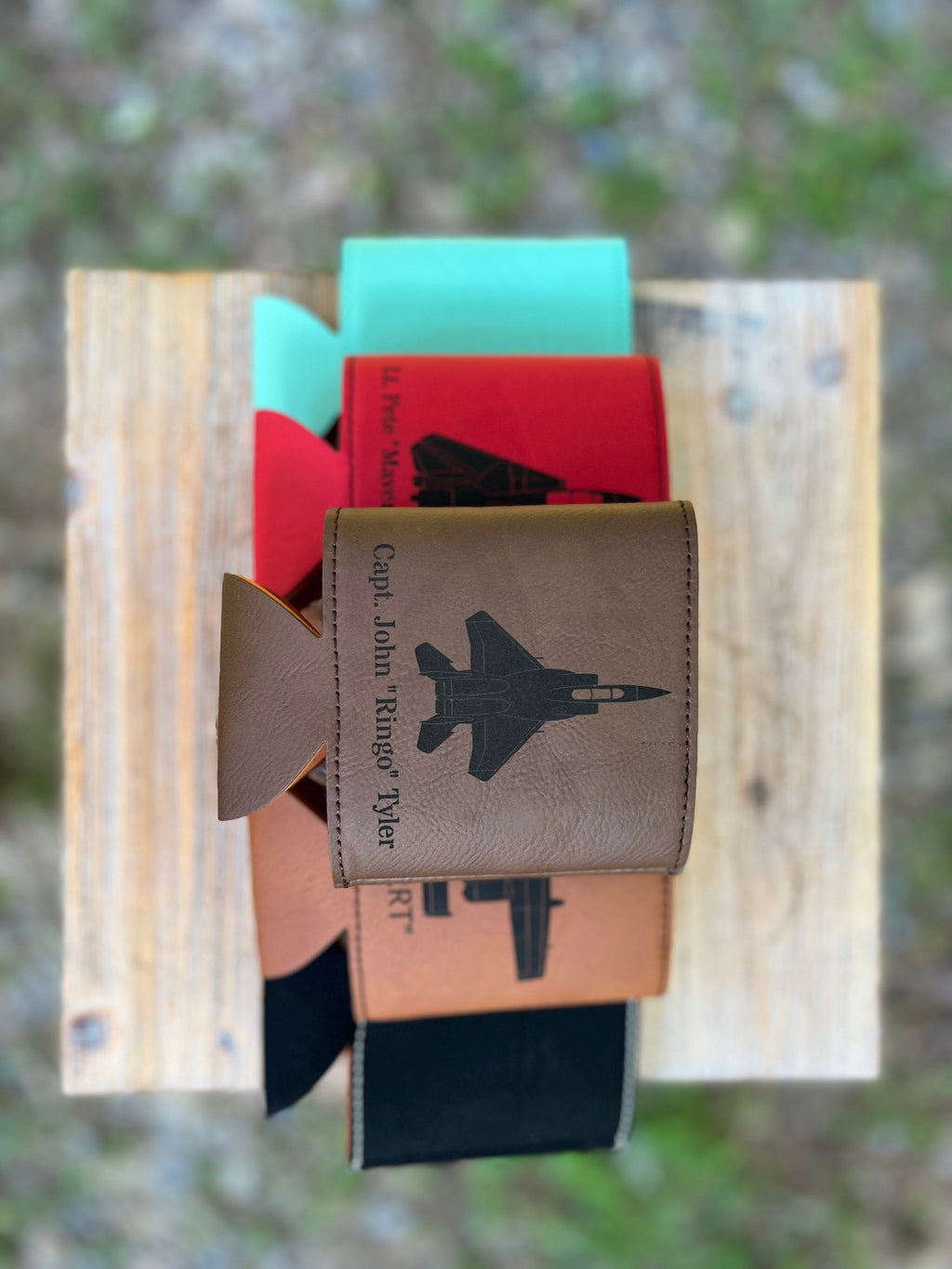 Personalized military aircraft beverage holder