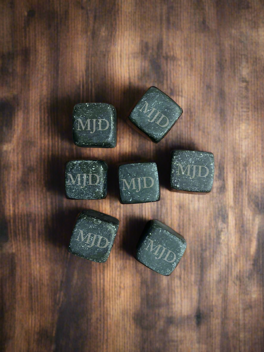Custom Engraved Whiskey Stones – Set of 9 | Personalized Initials Gift Set
