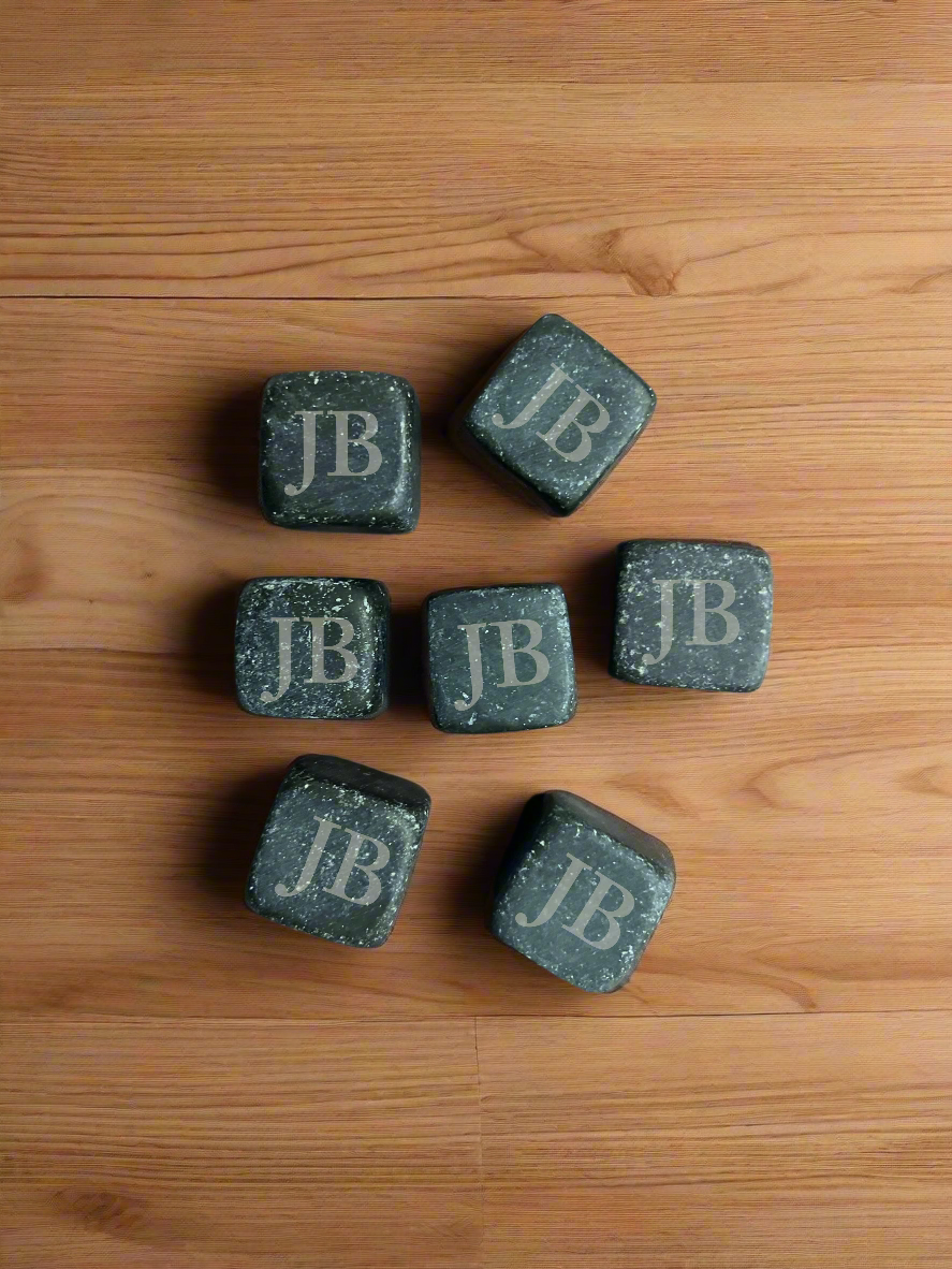 Custom Engraved Whiskey Stones – Set of 9 | Personalized Initials Gift Set