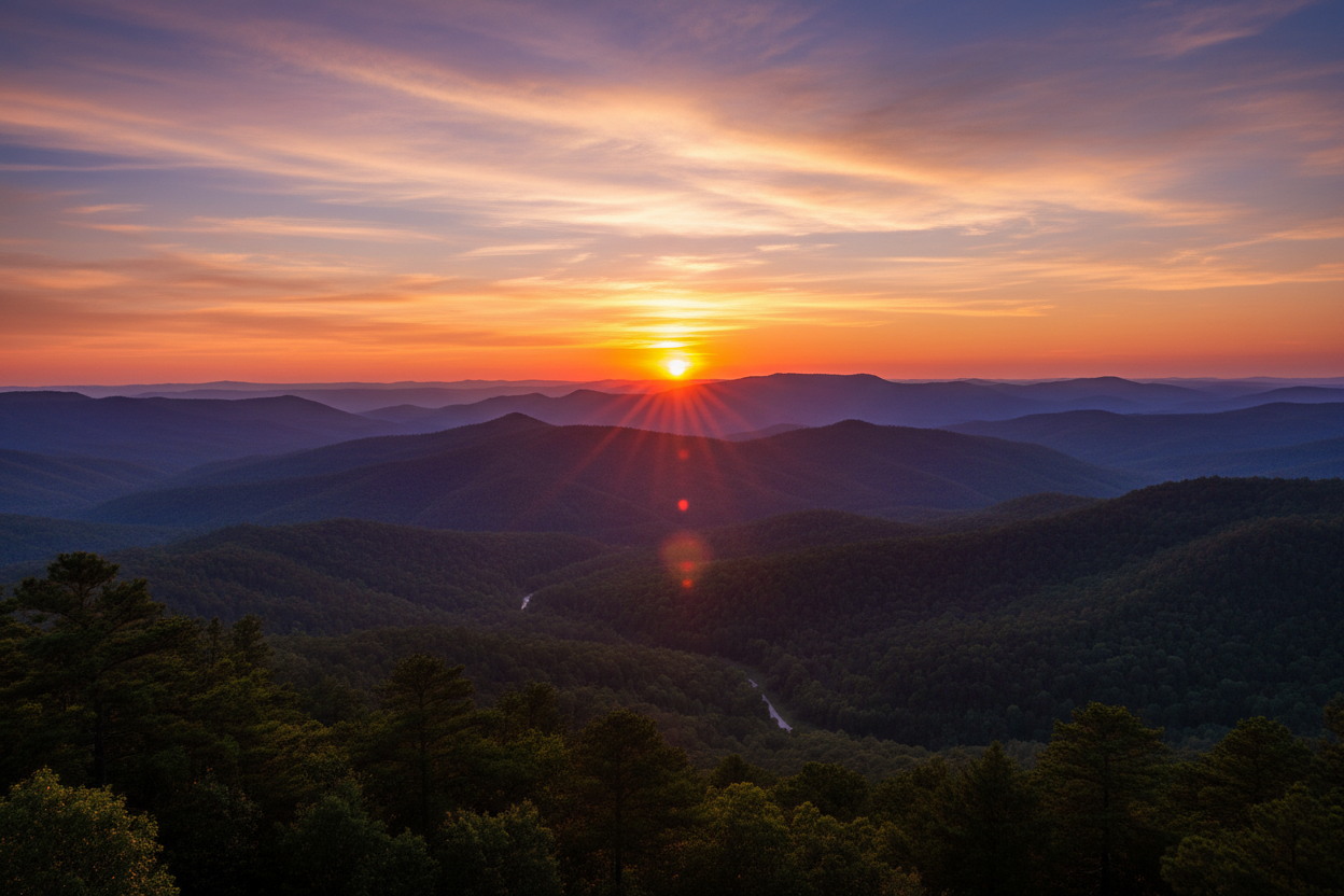 ouachita mountain sunset